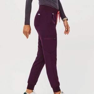 wearfigs Women's Deep Purple Zamora High Waisted Jogger Scrub Pants